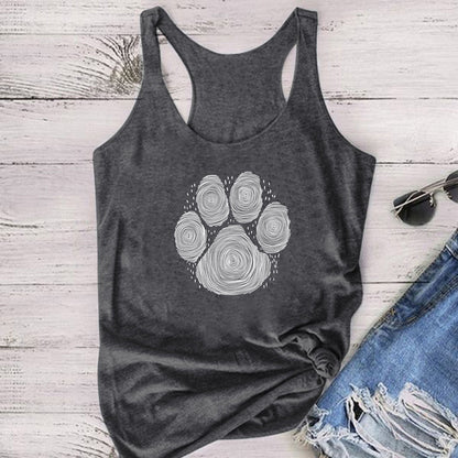 Dog's Paw Cute Foot Print Women's Vest Summer Funny Buy Center