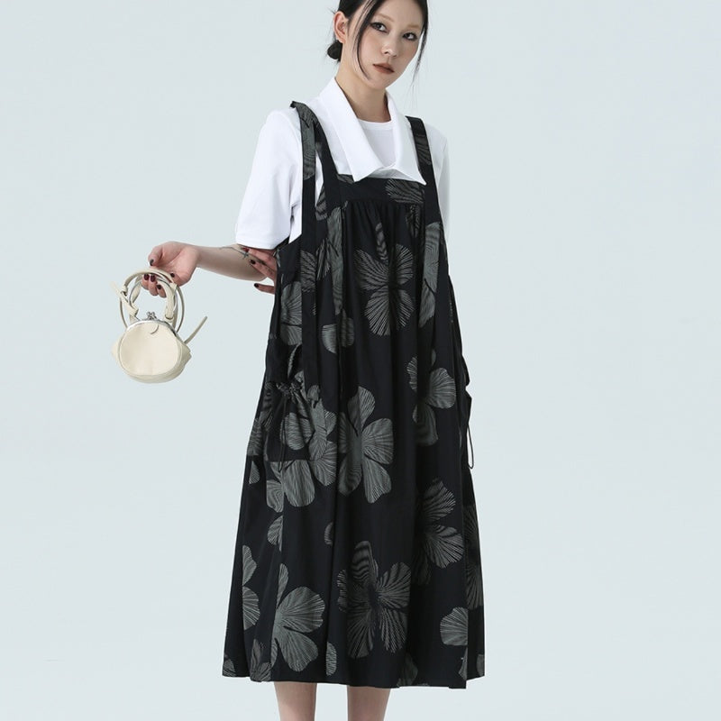 Spring And Summer Dark Style Leaves Printing Dress | Women's Clothing3 | Buy Center