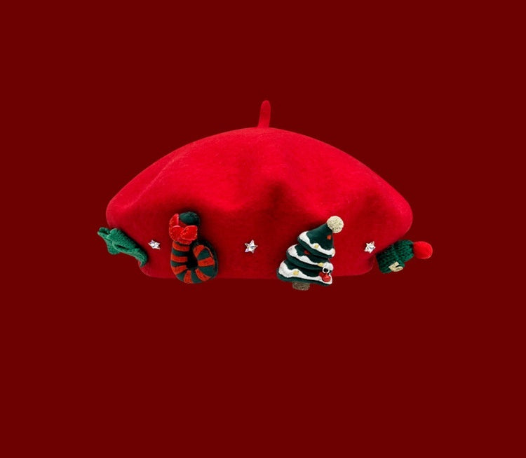 Christmas Atmosphere Beret Children's Autumn And Winter Sweet Wool Buy Center