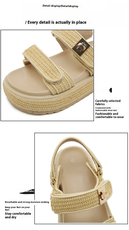 Hot New Items at Buy Center: Women's Summer Open Toed Woven Hollowed Flat Sandals