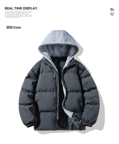 Men's High-grade Coat Fake Two-piece Thickened Warm