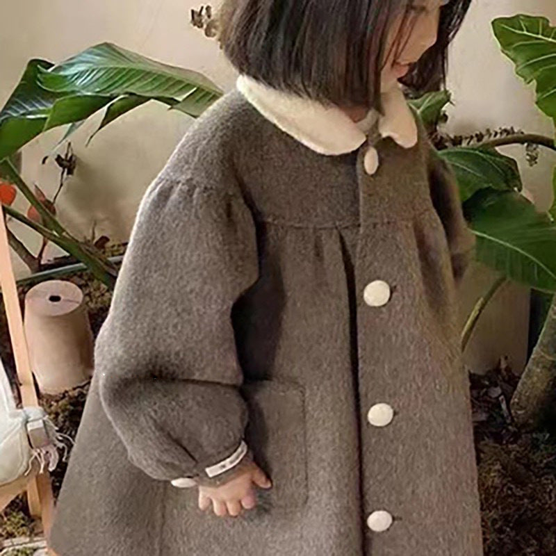 Fresh Arrivals at Buy Center: Doll Collar Mid-length Girls' Woolen Winter Winter New Coat