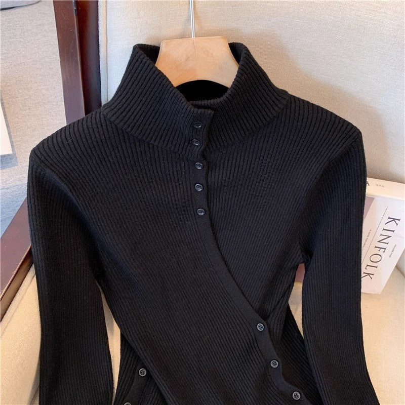 Half Turtleneck Black Inner Bottoming Sweater Buy Center