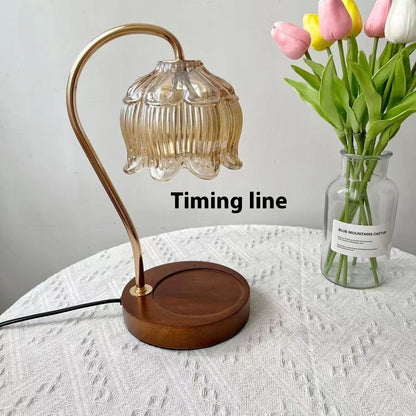 Fresh Arrivals at Buy Center: Diffuse American Retro Small Night Lamp Aromatherapy Wax Lamp Walnut Base Timing Line