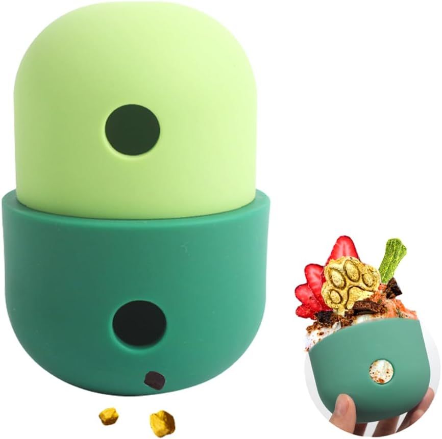 Fresh Arrivals at Buy Center: Pet Puzzle Toy Dog Treat Dispensing Cute Puppy Small Medium Dogs Interactive Chase Toy Pet Funny Enrichment Toys Food Ball For Dog Playing Training Slow Feeder Bowls Yellow with green