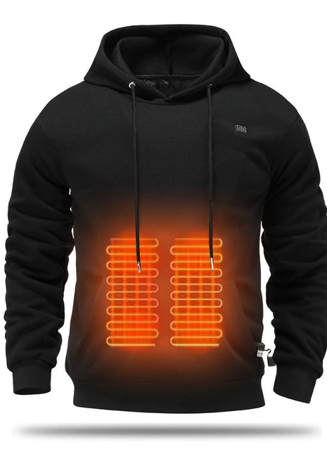 Sudadera con capucha calentada por USB y con detalles cepillados para hombre