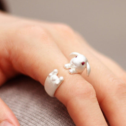 Buy Center Hot Pick-New Three-dimensional Bunny Ring Women's Cartoon Rabbit Adjustable Opening