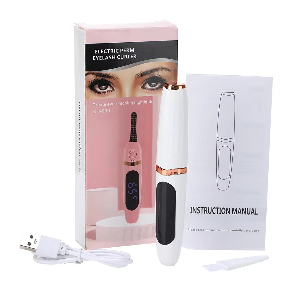 Rechargeable Electric Heated Eyelash Curler Digital Display Eyelash Curler Beauty Makeup Tool 3 Gears Temperature Control