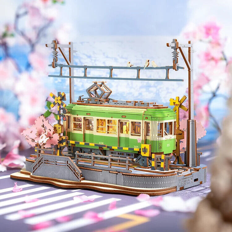 Newly Released at Buy Center: Rolife Sakura Journey Tram Car 3D Wooden Puzzle Model Toys Decor Xmas Gift