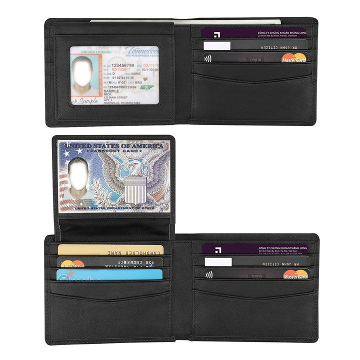 Billetera triple con ranuras para múltiples tarjetas y textura deslizante antirrobo