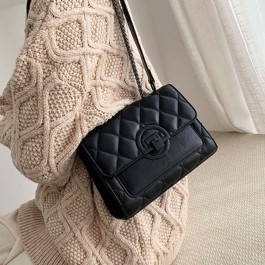 Bolso de cadena con estampado de diamantes de primavera estilo Hong Kong para mujer nuevo