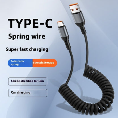 Just Arrived at Buy Center: Spring Retractable Storage Mobile Phone Charging Cable