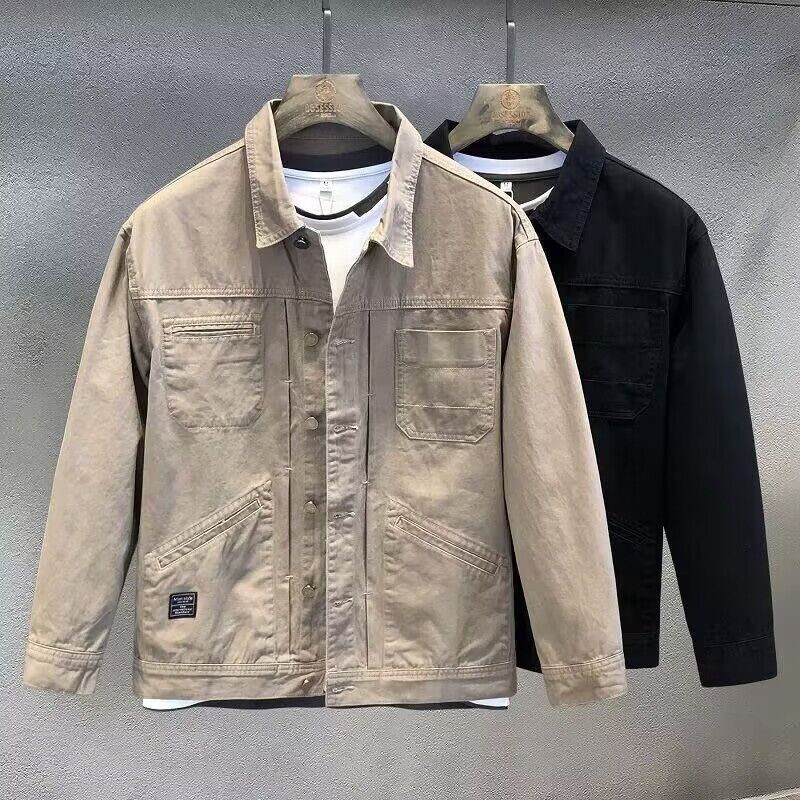 Newly Released at Buy Center: Spring And Autumn Leisure Short Solid Color Denim Coat Men's Business Shirt Jacket Simple Top