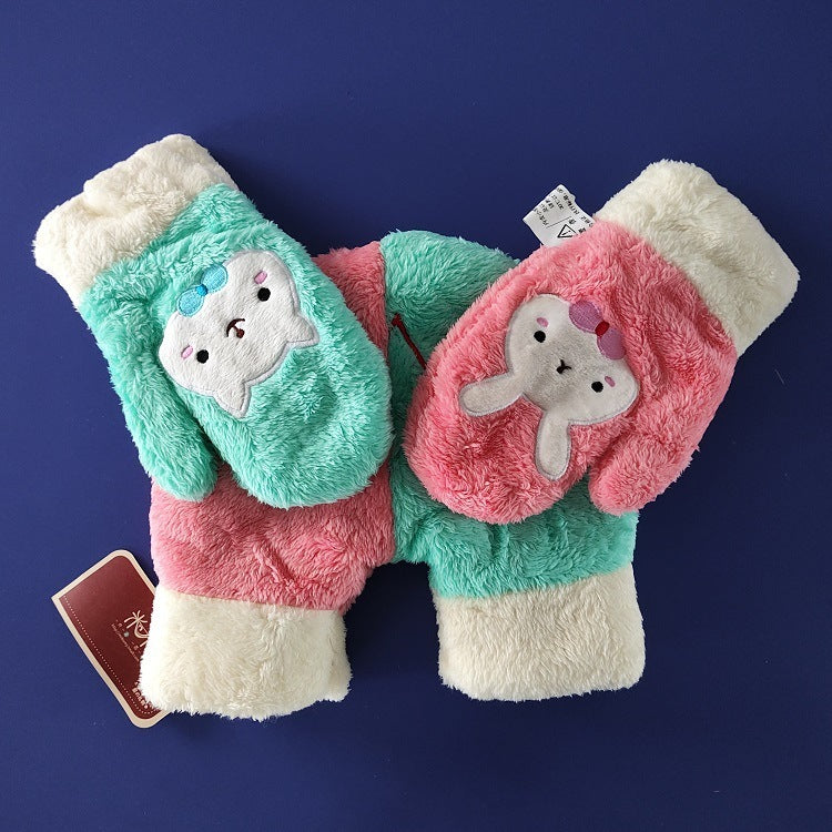 Cartoon Double-layer Thickened Rabbit Couple Hand Gloves Buy Center