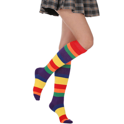 Fresh Arrivals at Buy Center: Striped Free Size Knee-length Half Student Dance Socks Women Rainbow Wide Strip Free Size