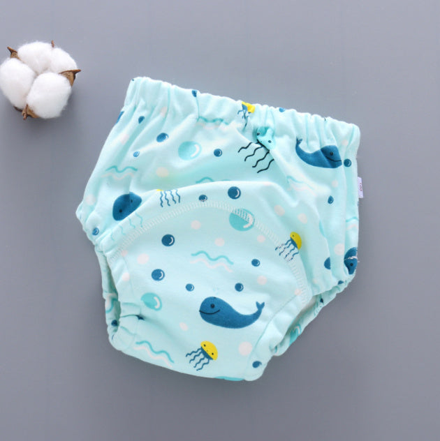 Hot New Items at Buy Center: Baby Training Pants Washable 6-layer Gauze Diaper Cover Underwater world 1PC