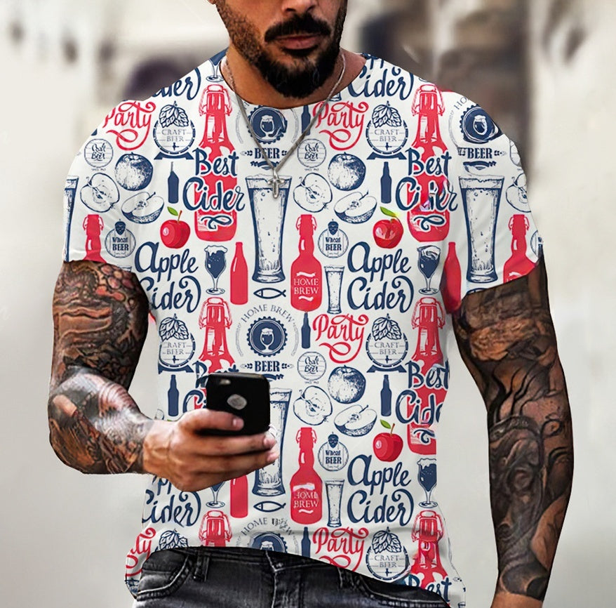 Just Arrived at Buy Center: Beer Printing Vintage T-shirt 3d Digital Printing ZM4858style