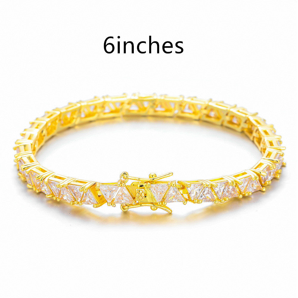 Now Available at Buy Center: 4X4mm Triangle Copper Inlaid Zircon Single Row 6inches Bracelet Gold