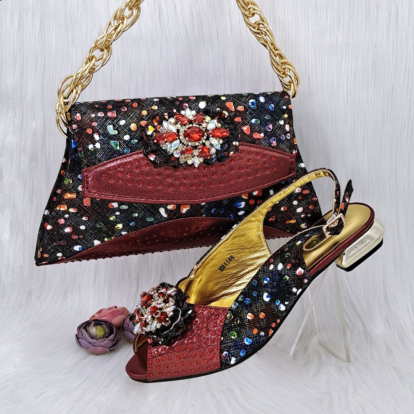 Mixed Color Flower Rhinestone Accessories Shoe Bag Low Heel Suit Buy Center