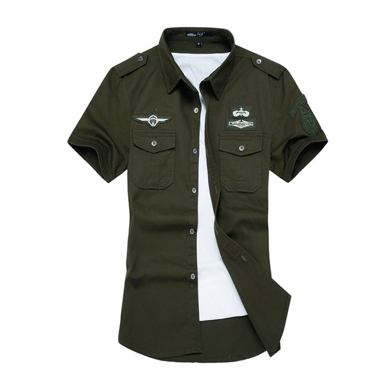 Just Arrived at Buy Center: Summer Men's Short-sleeved Shirt Plus Size Army Green