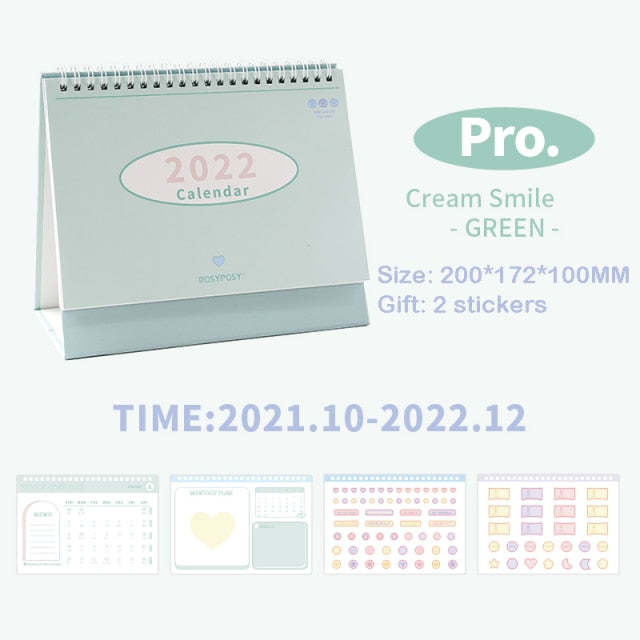 Hot New Items at Buy Center: Cream Desk Office Learning Coil Year Round Basic Desk Calendar Green Pro