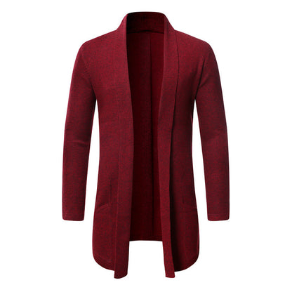 Pull cardigan tricoté mi-long pour trench-coat d'automne