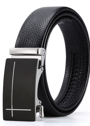 Ceinture d'affaires à boucle automatique en cuir pour homme