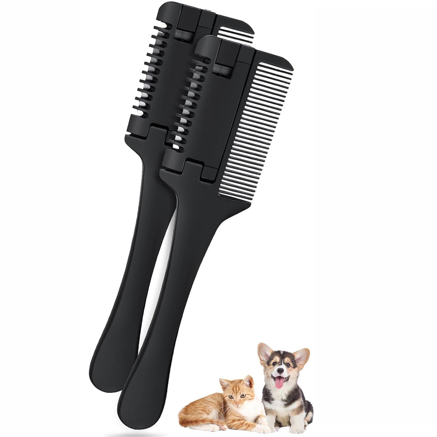 New Razor Comb For Dogs Cats With Extra Blades Pet Razor Comb 2 In 1 Trimming Grooming Dog Cat Brush That Cuts Hair Hair Cutter Comb For Dog Cat Pet Hair Trimmer Grooming Comb For Dog Cat 2pcs