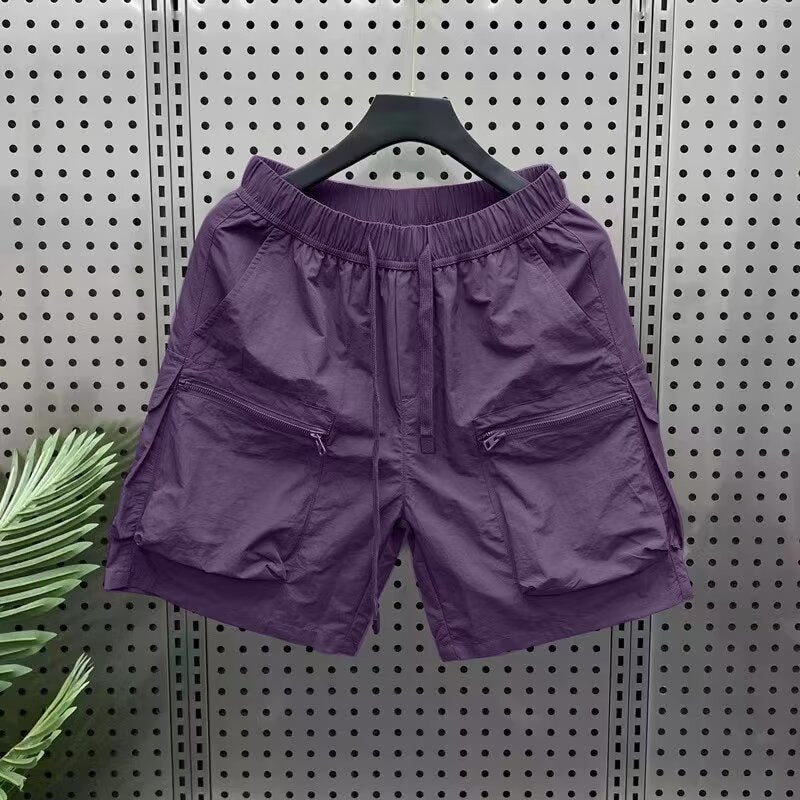 Newly Released at Buy Center: Men's Sports Thin Section Loose Casual Quick-drying Fifth Pants Cargo Shorts Purple