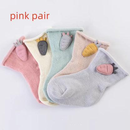 Buy Center Exclusive Offer-Spring And Autumn Newborn Kid's Socks Baby Socks Class A Loose Mouth Anti-drop Pink One Pair Packed