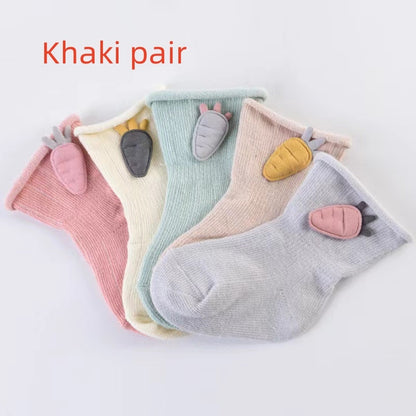 Buy Center Exclusive Offer-Spring And Autumn Newborn Kid's Socks Baby Socks Class A Loose Mouth Anti-drop One Pair Of Cards