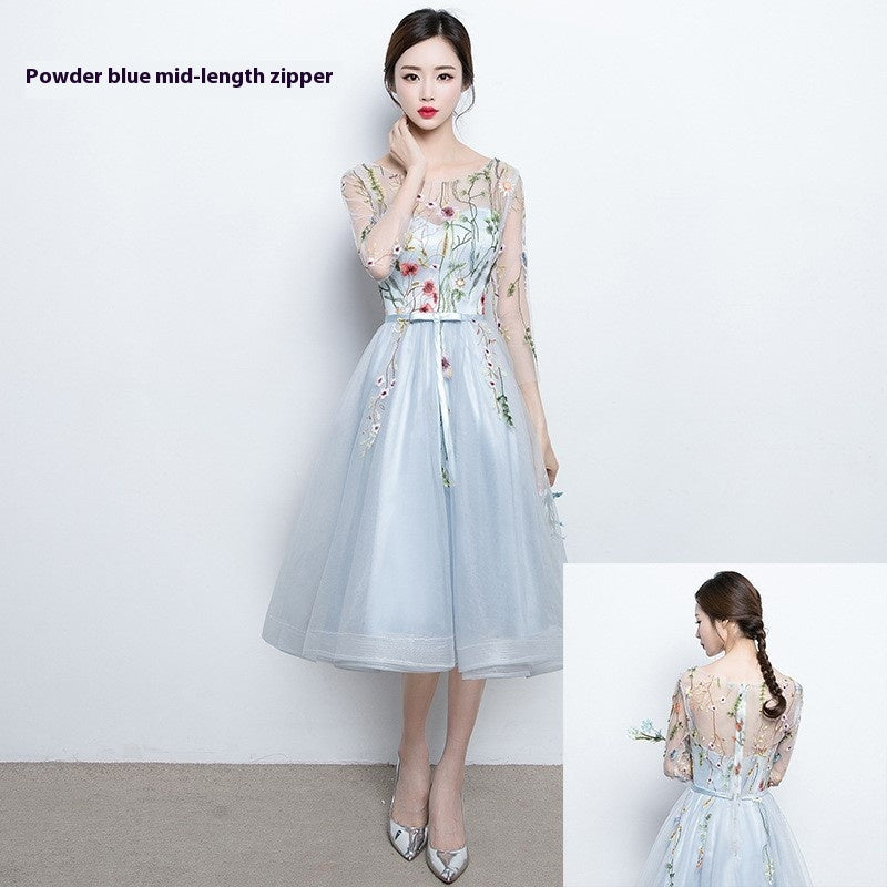 Fresh Arrivals at Buy Center: Korean Style Elegant Banquet Party Slimming Dress Women Gray Mid Length Zipper