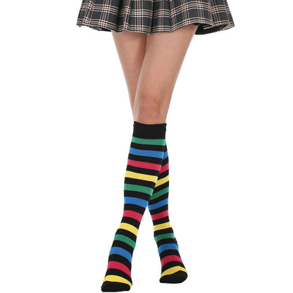 Fresh Arrivals at Buy Center: Striped Free Size Knee-length Half Student Dance Socks Women Colorful Stripes Free Size