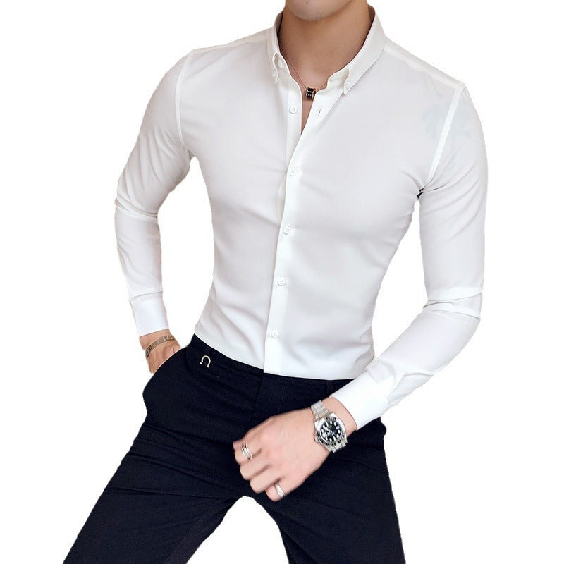 Solid Color Shirt British Yupi Gentleman Style Youth Long Sleeve Shirt Buy Center