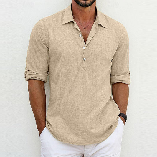 Just Arrived at Buy Center: Solid Color Polo Collar Leisure Fashion Tops Khaki