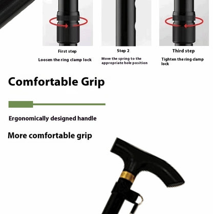 Newly Released at Buy Center: Thickened Aluminum Alloy Stretchable Non-slip Folding Walking Stick For The Elderly Walking Reinforced Adjustable Non-slip