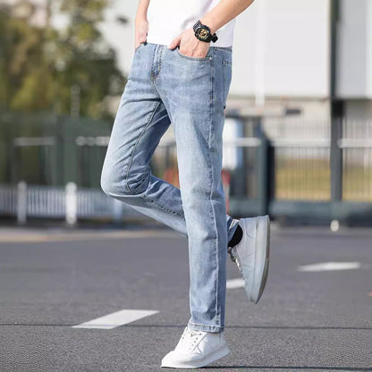 Summer Thin Jeans Men's Slim-fit Straight Trousers Buy Center