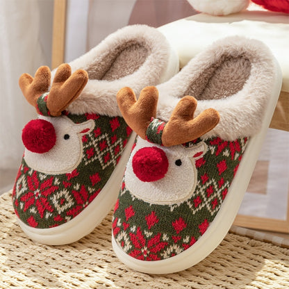 Cute Christmas Elk Plush Slippers Winter Ins Fashion Non-slip Floor Bedroom Home Slippers For Women Fuzzy House Shoes Buy Center