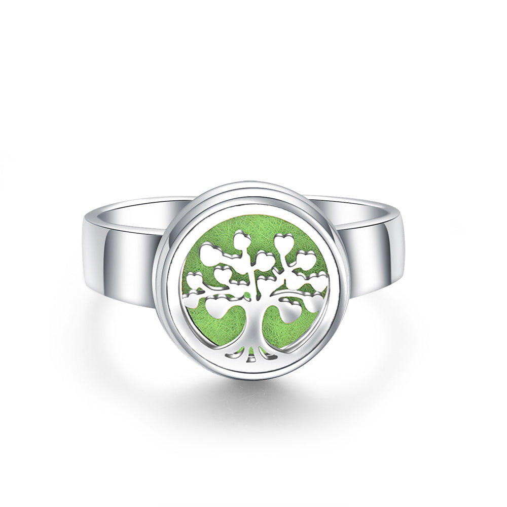 Buy Center Hot Pick-Hollow Adjustable Tree Of Life Titanium Steel Aromatherapy Diffuser Ring 7color Adjustable Opening