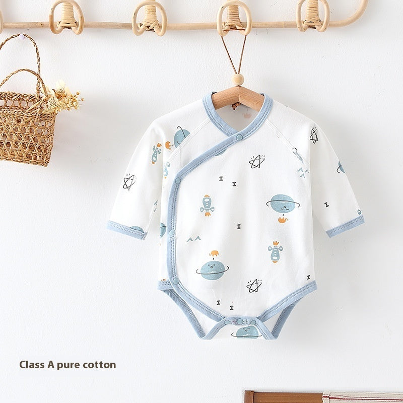 Fresh Arrivals at Buy Center: Newborn Onesie Class A Pure Cotton Boneless Triangle Rompers Light Blue Earth