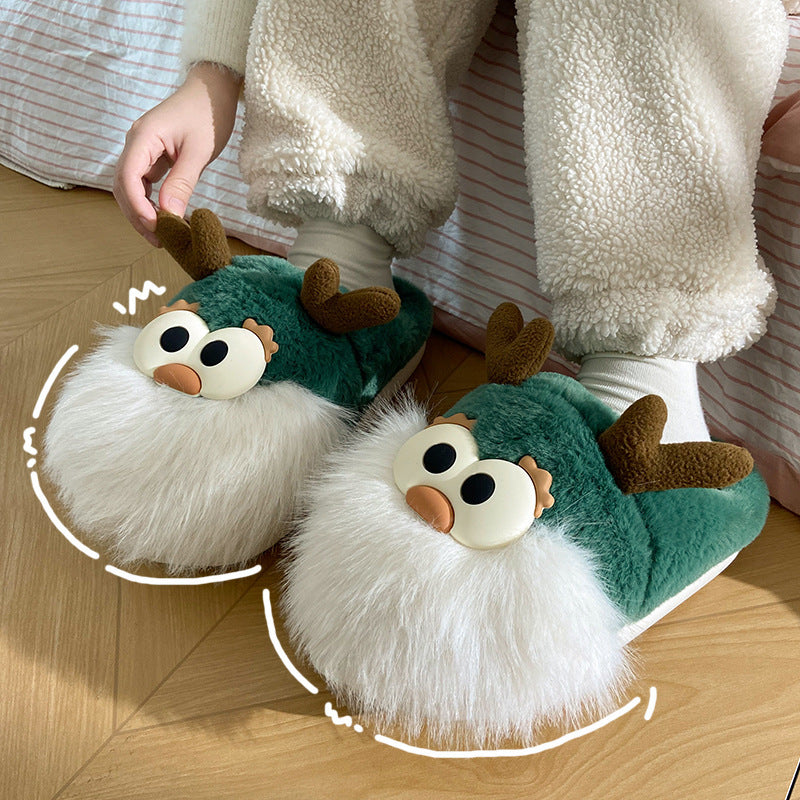 Cute Cartoon Christmas Deer Cotton Shoes Winter Indoor Floor Home Slippers Half-covered Heel Warm Plush Shoes Women | Bags & Shoes2 | Buy Center