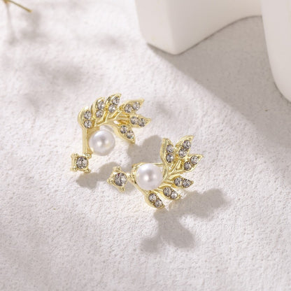 Now Available at Buy Center: High End, Niche Pearl Branches, Leaf Earrings, Women's French Style, Light Luxury Temperament, Versatile Retro And Cold Earrings And Earrings