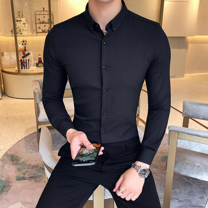 Solid Color Shirt British Yupi Gentleman Style Youth Long Sleeve Shirt Buy Center