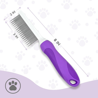 New Detangling Pet Comb For Dog Cat Grooming Comb With Long Short Stainless Steel Teeth Safely Remove Knots Tangles For Healthy Shiny Coat Gentle Effective Detangling Tool For Pet Hair