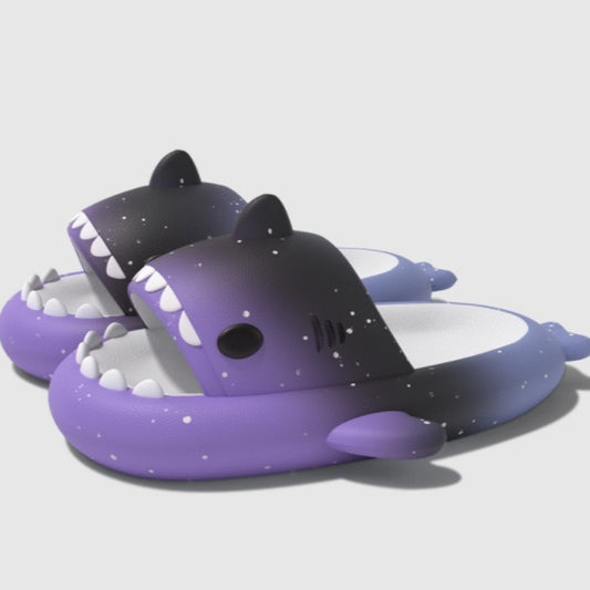 Newly Released at Buy Center: Gradient Shark Slippers 4cm Thick Bottom Shit Feeling Slippers Purple Black Blue