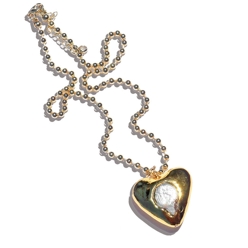 Buy Center Prestige-European And American Love Resin Necklace Geometric Peach Heart Pendant Gold