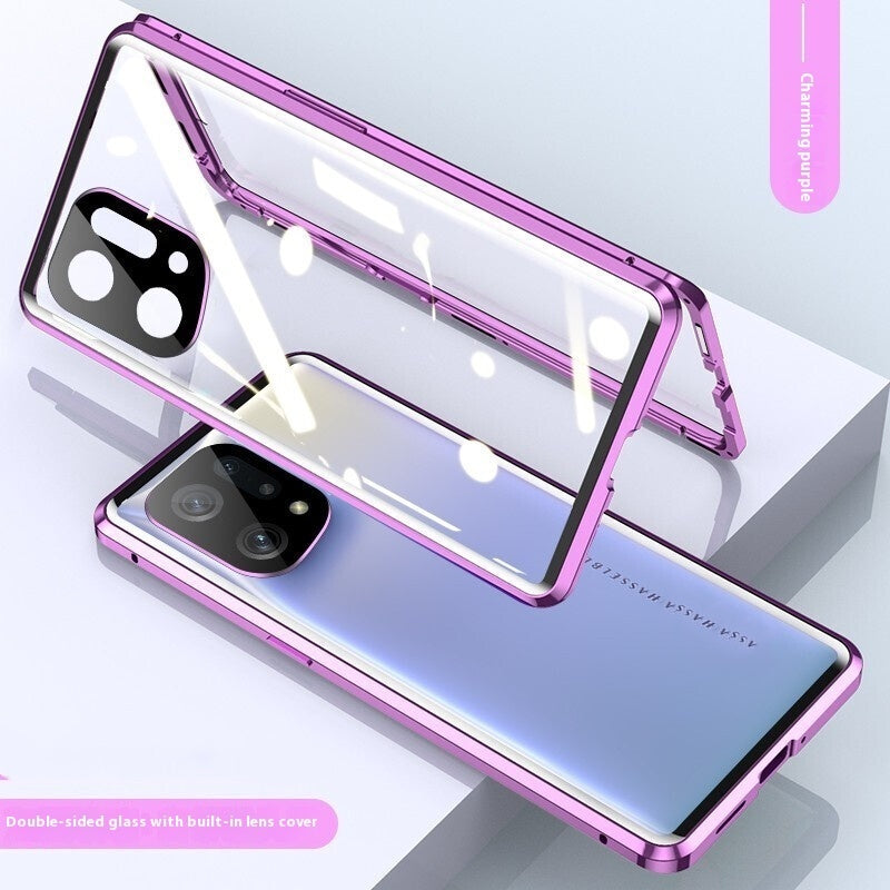 Newly Arrived at Buy Center: Phone Case Magnetic King Double-sided Glass Protection Purple OPPO A96 4G