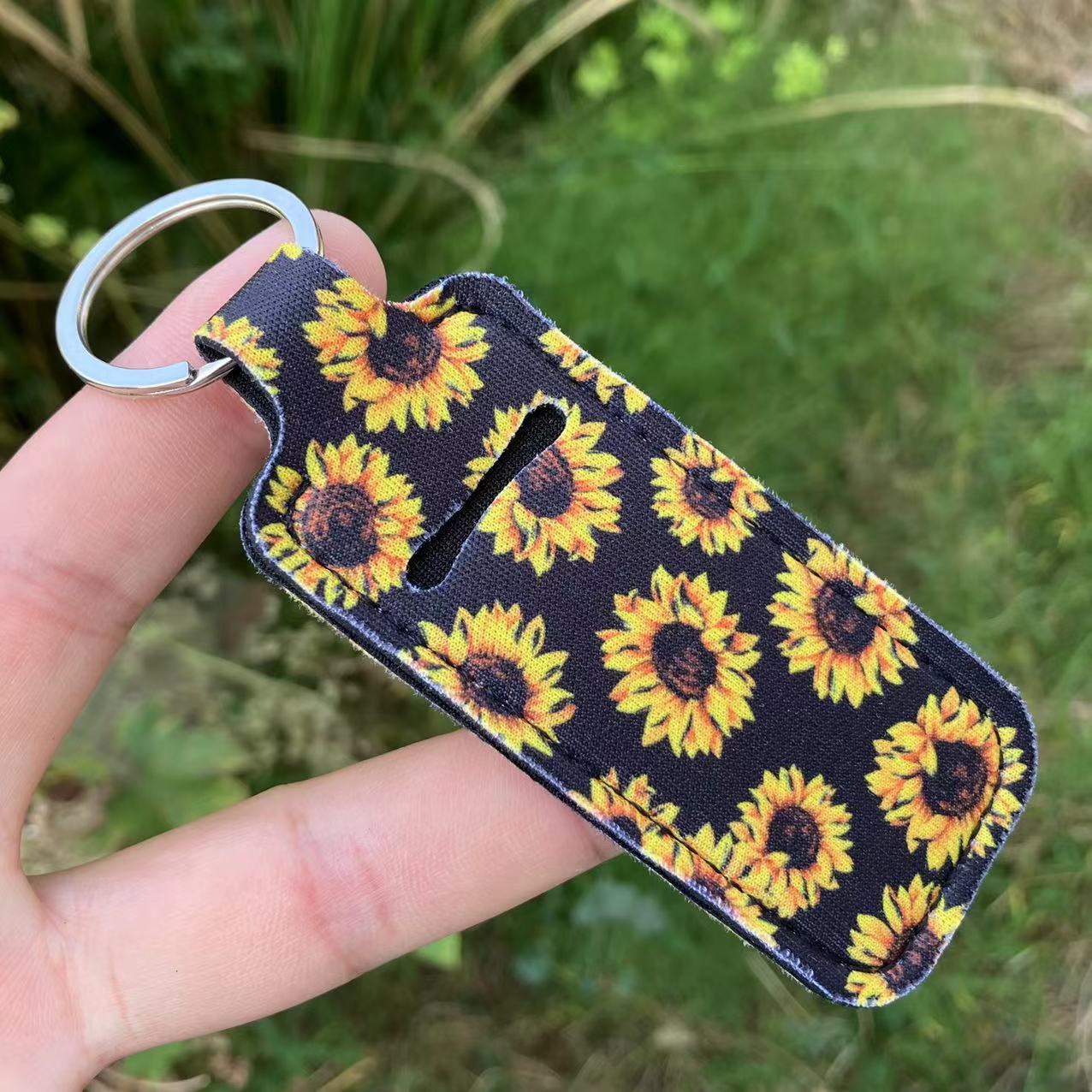 Buy Center Excellence-Printed Leopard Print SUNFLOWER Snake Pattern Women's Lipstick Pack Sets Of Key Chain Creative Perfume Bag Black Background SUNFLOWER 1PCS