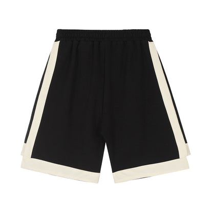 Buy Center Exclusive Offer-American Street Stitching Contrast Color Stripes Hip Hop Shorts Men