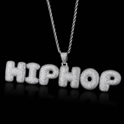 Newly Released at Buy Center: Hip Hop Bubbles Letter Pendant Micro Zirconia Necklace White Gold